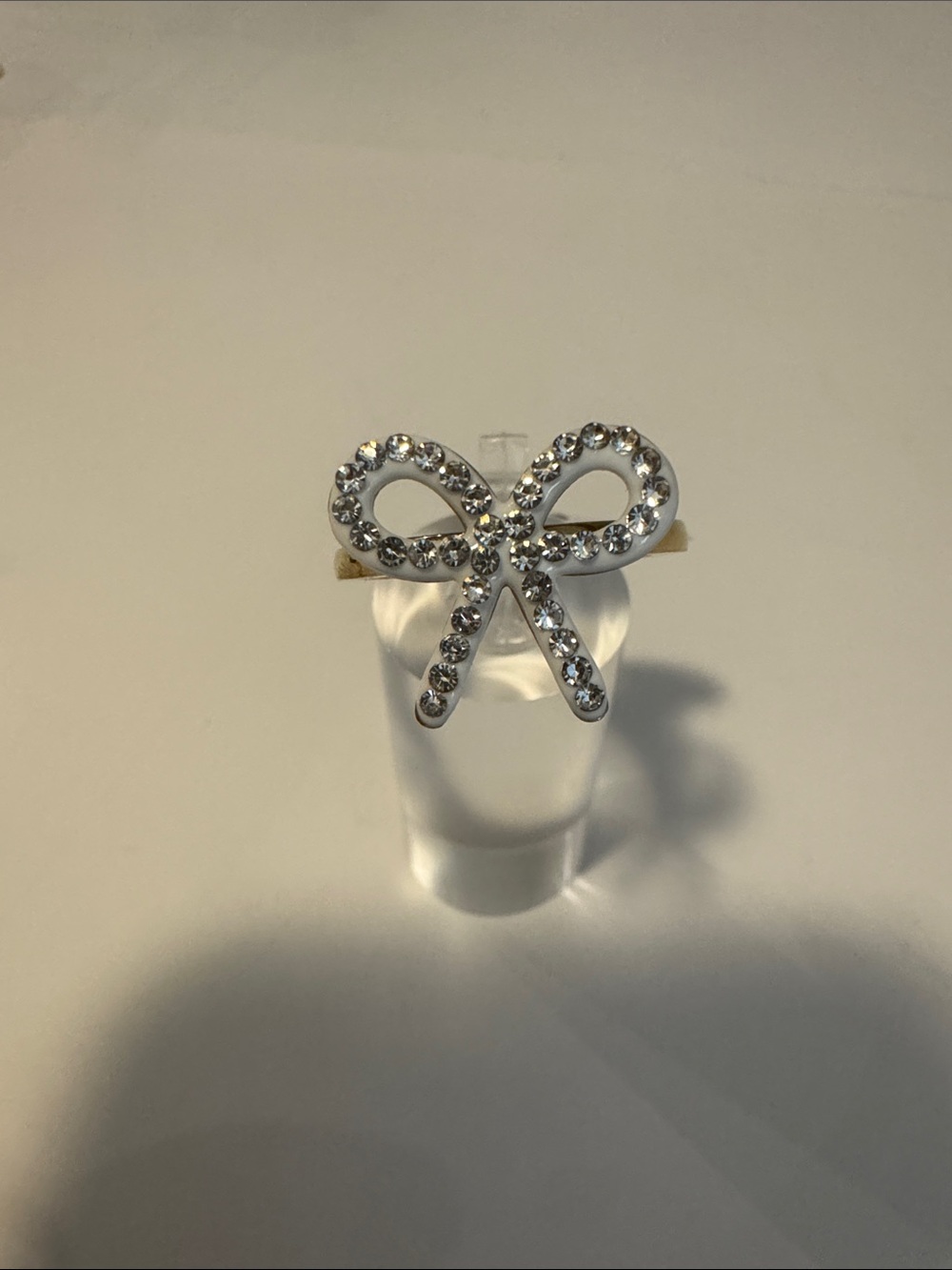 Crystal Bow Ring - Gold Tone